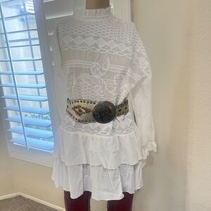 VNTG Supper distressed women silver studded Leather waist Belt rusty Y2K grunge